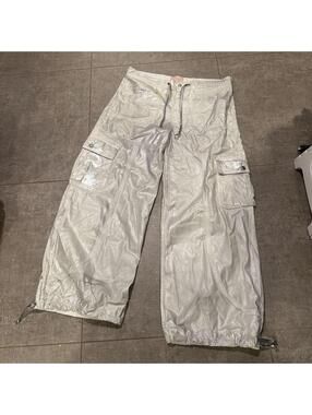 Revice Denim Silver Metallic Cargo Pants